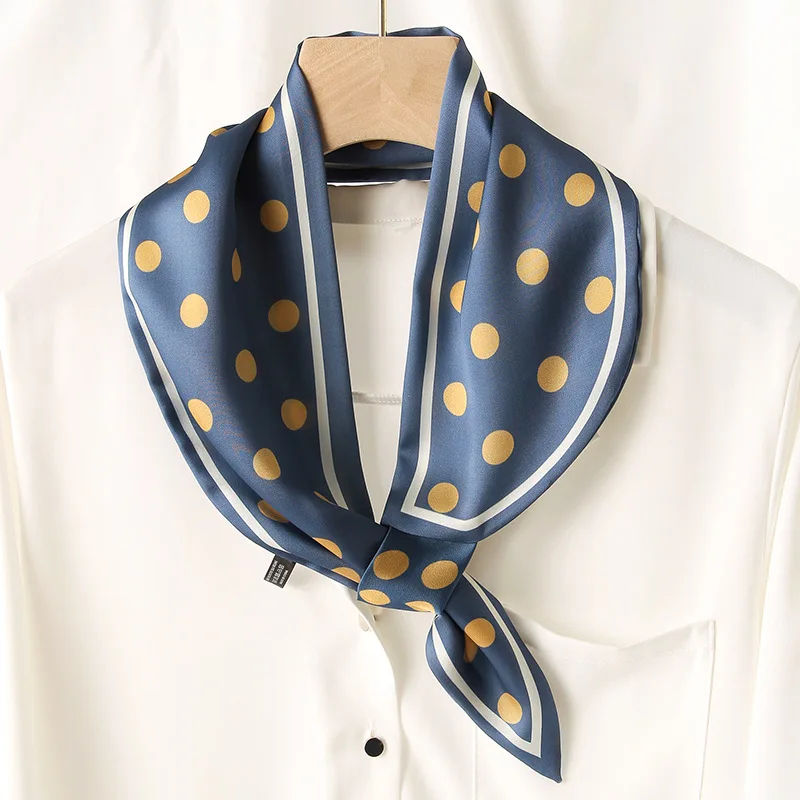 

15*70 см волна точка печати Шелковый шарф модные туфли-лодочки для офиса небольшой вырез шарфы для женщин многофункциональная с перекрестной ...