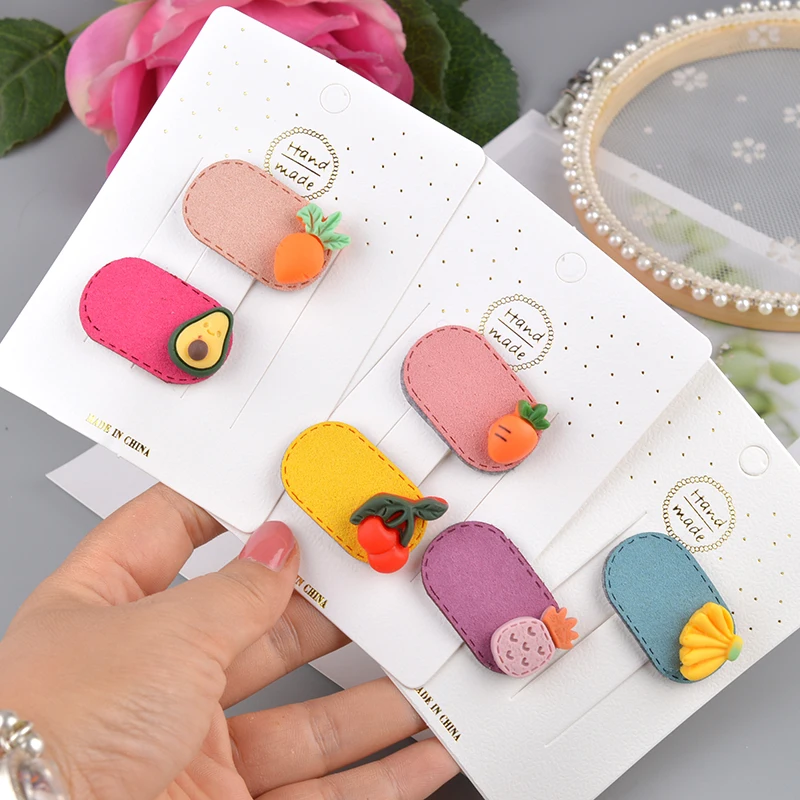 2 шт./компл. Детские милые цветные акриловые заколки для волос с украшением в виде