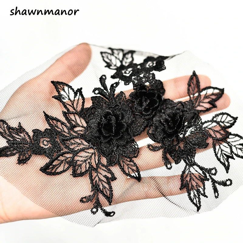 2 шт цветной 3D цветок Кружевная аппликация вышитый материал отделка для DIY