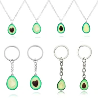 cute avocado shape pendant necklace for women girl fruit shape chains charms necklace party gifts handmade avocado necklace