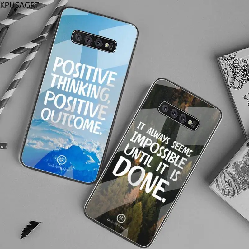 

KPUSAGRT letter phrase inspirational words Phone Cover Tempered Glass For Samsung S20 Plus S7 S8 S9 S10 Plus Note 8 9 10 Plus