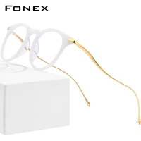 fonex b titanium acetate optical glasses men vintage prescription eyeglasses frame women retro round spectacles eyewear 857