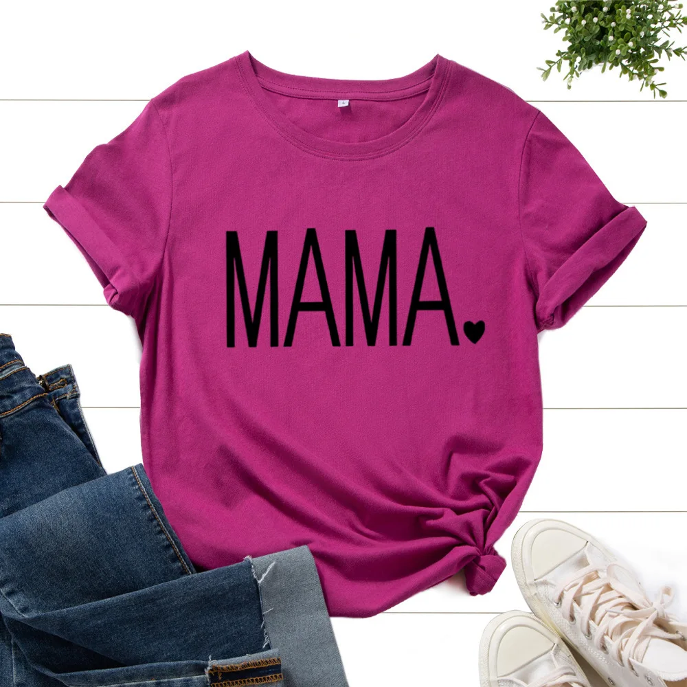 

MAMA Simple Letter Print Women T Shirt Short Sleeve O Neck Loose Women Tshirt Ladies Tee Shirt Tops Clothes Camisetas Mujer