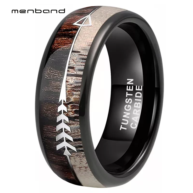 

Черный кольцо из оленьего рога Для мужчин Для женщин Для мужчин Вольфрам обручальное кольцо с зебрано рога стрелки Инлайн 8 мм свободный кро...