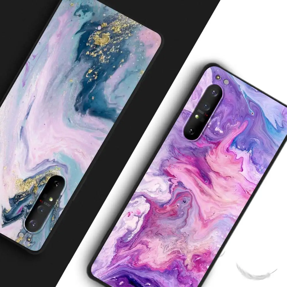 Colorfull Marble Silicone Phone Case for Sony Xperia 1 II 5 Fundas 10 II L4 Soft TPU Coque Back Cover Stylish Casing Shell Bag