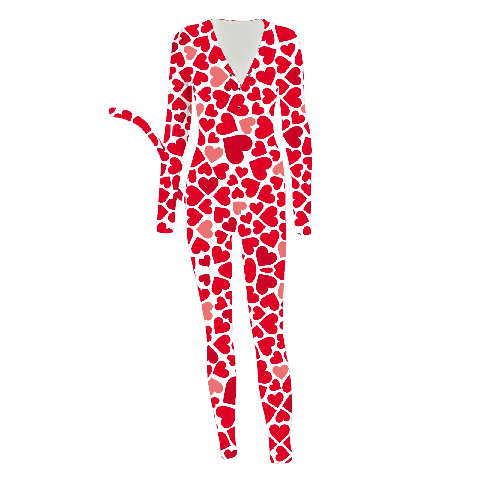 Женские туфли Все-в-одном пижамный комплект с принтом длинный рукав пуговицы