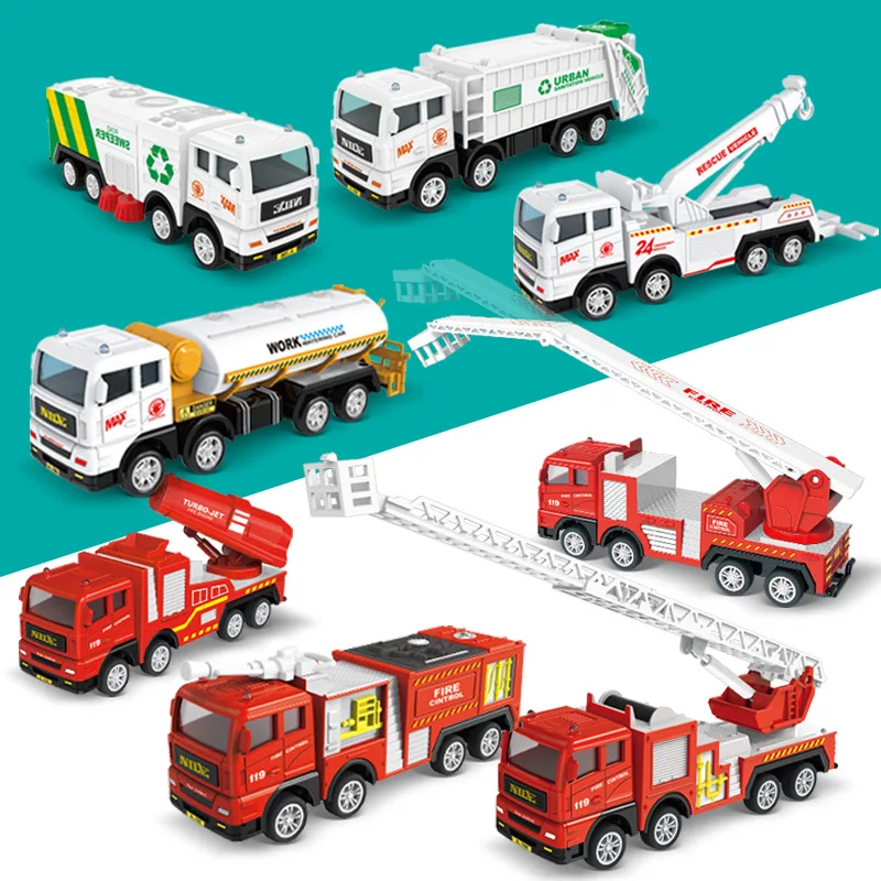 

Inertial fire truck cleaning garbage truck sliding model Road Sweeper Urban Sanitation Watering Car Rescue Vehicle baby toy gift