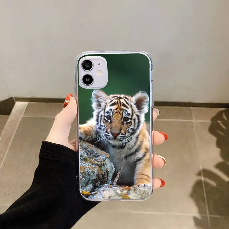 

tiger animal carcasa protective king Phone Case Transparent for iPhone 6 7 8 11 12 s mini pro X XS XR MAX Plus