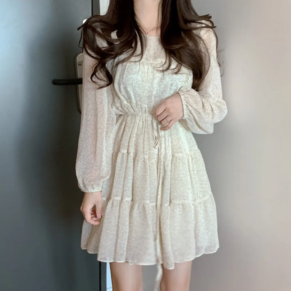 

Women Long Sleeve Elegant Dresses Floral Print Basic Office Wear Prairie Dress