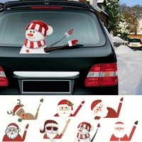 1pcs merry christmas santa claus elk xmas novelty sticker for car rear windscreen wiper window new year 2022 noel natal gift