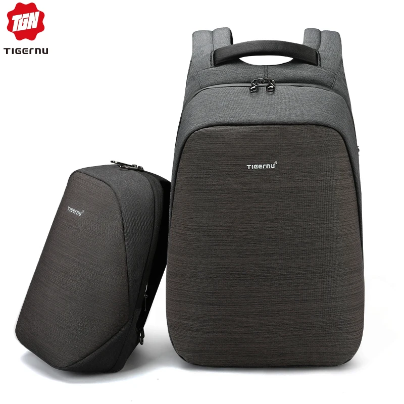 3351 8061 black grey Tigernu Анти Вор сумка Набор для защиты от брызг для 15,6-дюймового ноутбука Crossbody Messenger Bag Fit 9,7 iPad с USB-портом для наушников - Цвет: 3351 8061 black grey