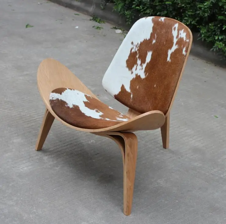 Стул с трехножной обивкой из ясеня/грецкого ореха воловьей кожи | Мебель