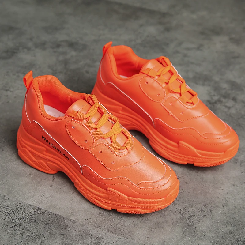 Дышащие повседневные кроссовки на шнуровке Уличная обувь толстой подошве для