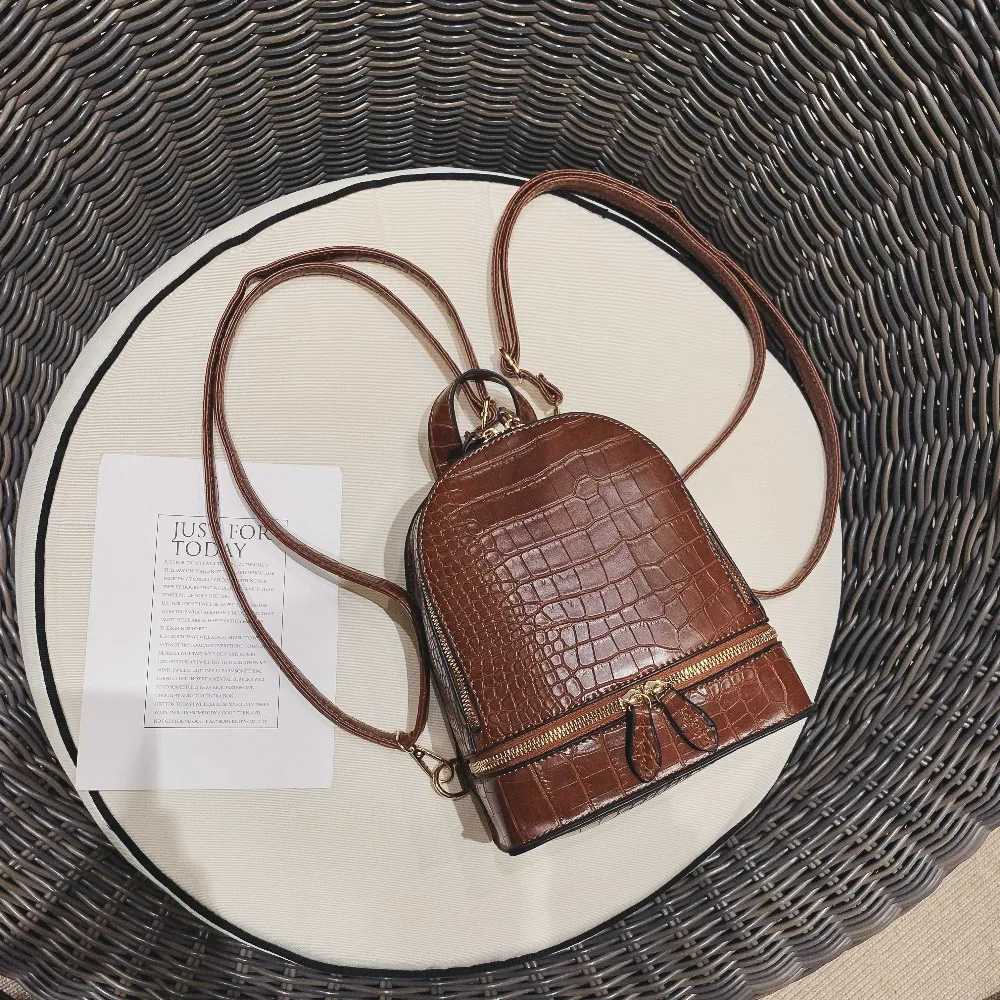 Винтажный крокодиловый узор маленькие рюкзаки из искусственной кожи для женщин
