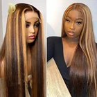Прямые медовые светлые кружевные передние парики для черных женщин, каштановые Омбре человеческие волосы, 180 плотность, т часть, кружевные парики, человеческие волосы