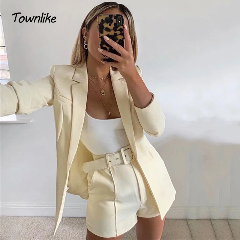 Блейзер Townlike Женские офисные комплекты Официальный Женский Костюм Пиджак