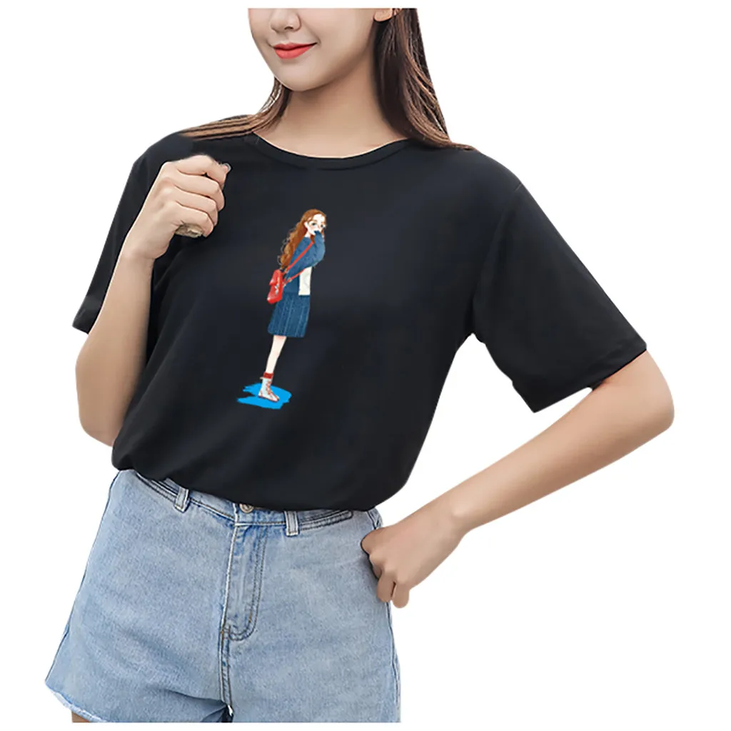 Женская дизайнерская футболка CHAMSGEND топ-бренд 2020 с принтом персонажа