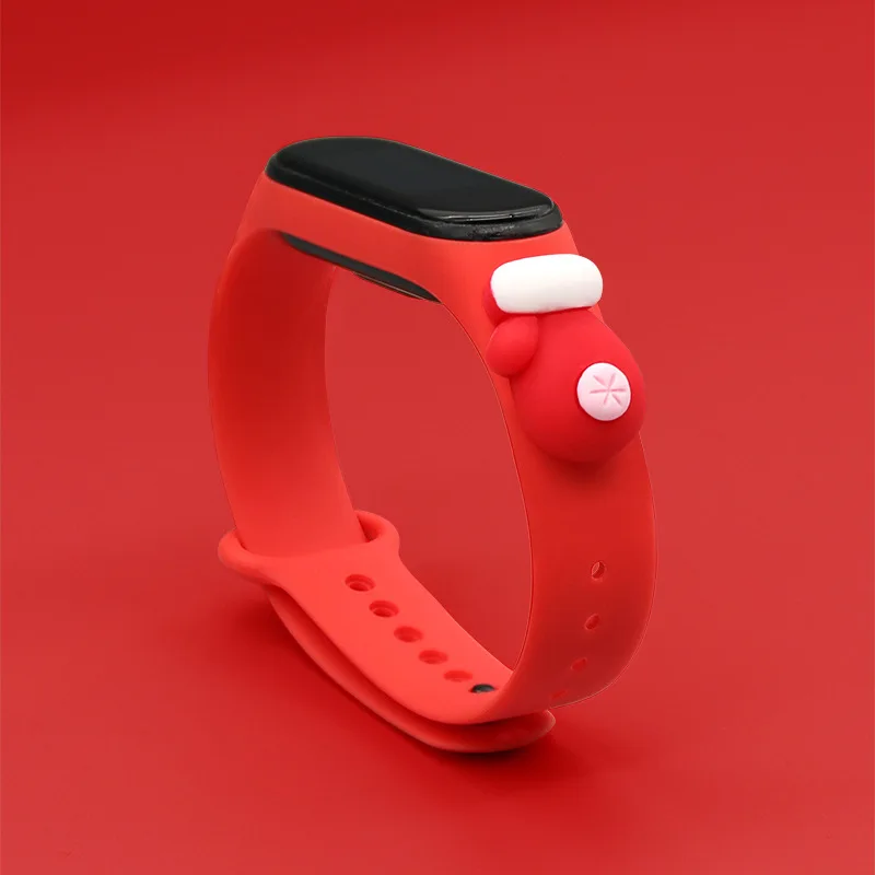 Ремешок для часов Mi Band 6 5 4 3 рождественский подарок силиконовый