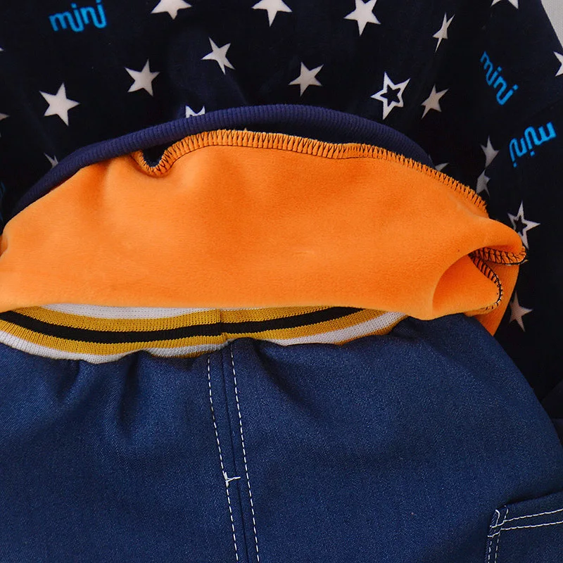 Зимний модный спортивный свитер из двух частей пятиконечный Звездный костюм с