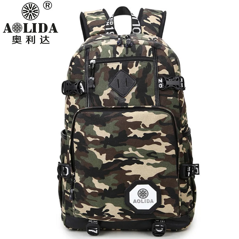 Камуфляжный холщовый рюкзак для мужчин вместительная уличная сумка ноутбука с