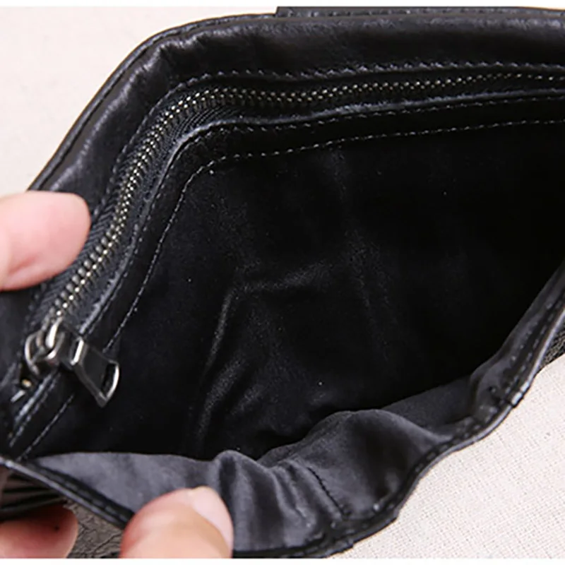 Мужской короткий кожаный кошелек AETOO маленький ручной работы в стиле ретро зажим