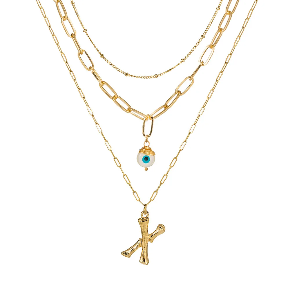 Модные золотые многослойные ожерелья для мам в стиле бохо с кристаллами глазами