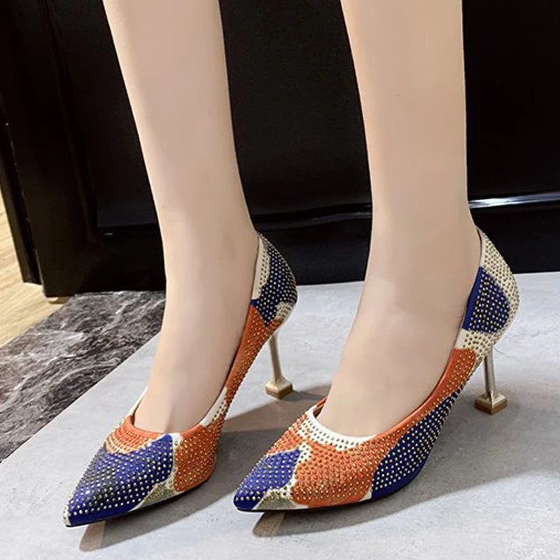 Дизайнерские Для женщин Роскошные Стразы Обувь В лоскутном стиле Брендовые