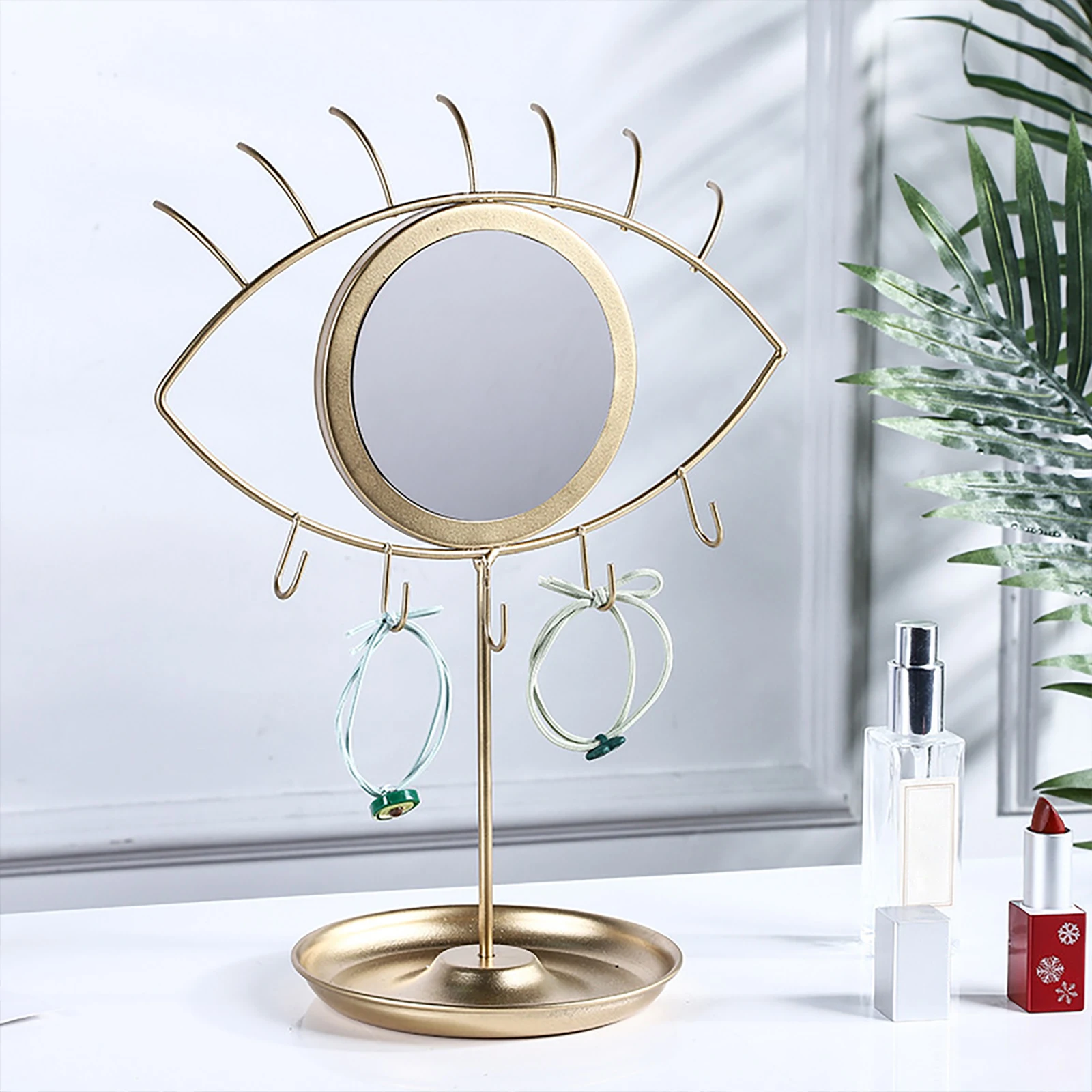 Креативное косметическое зеркало в форме глаза из кованого железа поднос для