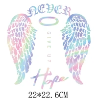 22x22 6cm colorful wings feathers iron on patches for diy heat transfer clothes thermal stickers decoration printing