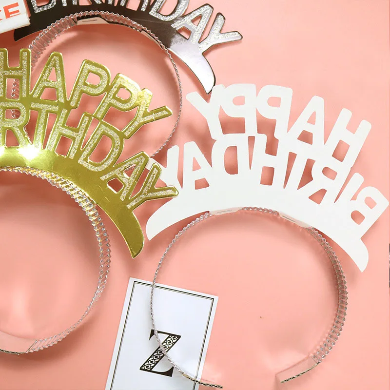 

Fashion Paper Party Girl Adlut Kids Happy Birthday Hairband Headband Headdress For Party Hair Hoop Costume Accessories