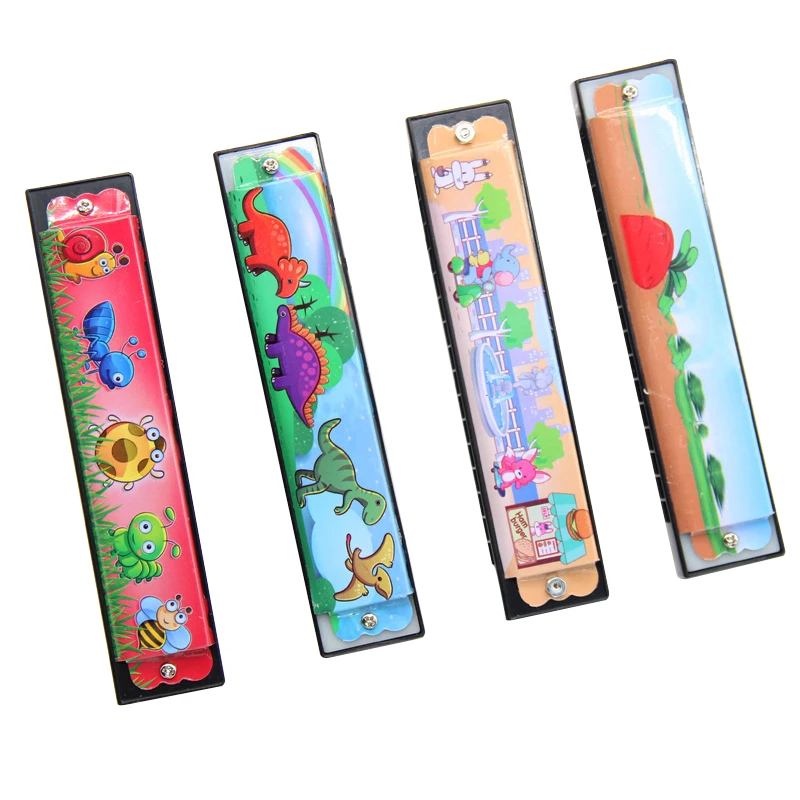 

1PC Harmonica Double Row 16 Hole Wooden Painted Harmonica Creative Enlightenment Toy Children's Toy Musical Instrument