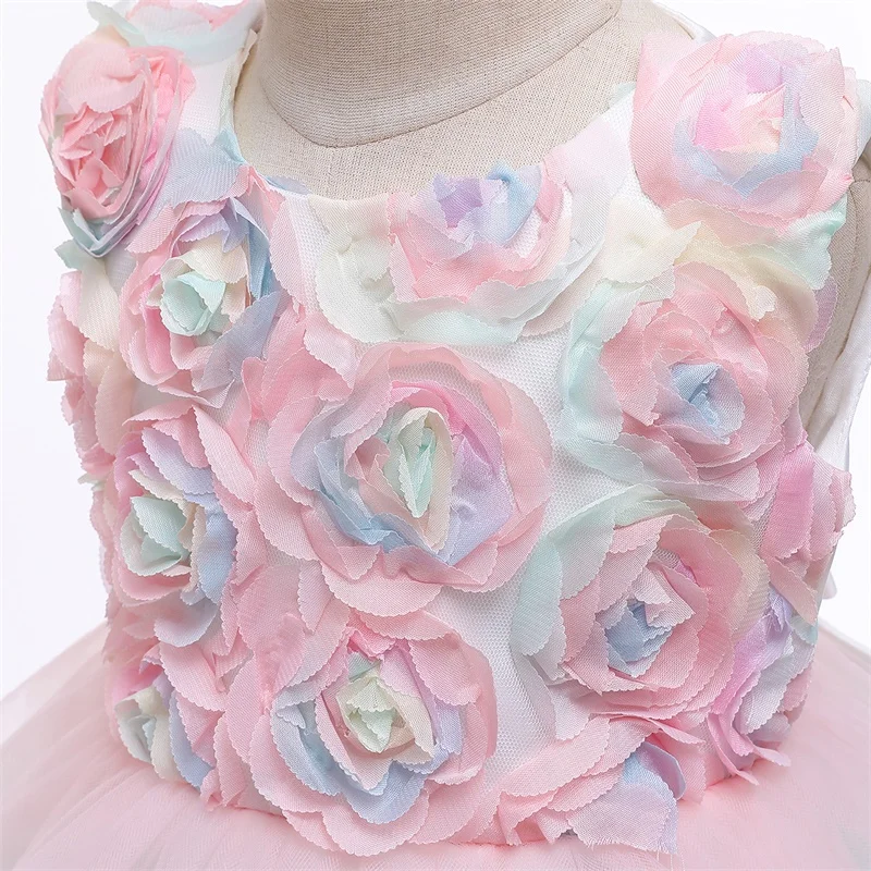 С цветочным рисунком для маленьких девочек платье крещения девочки принцессы 1st