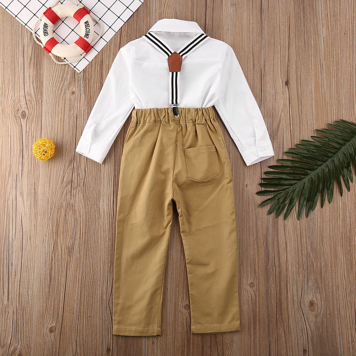 2019 Baby Spring Autumn Clothing Toddler Kid Boy Leopard Vest +Longsleeve Bow Tie Shirts +Overeall Pants Gentlemen Set 2-5T | Детская