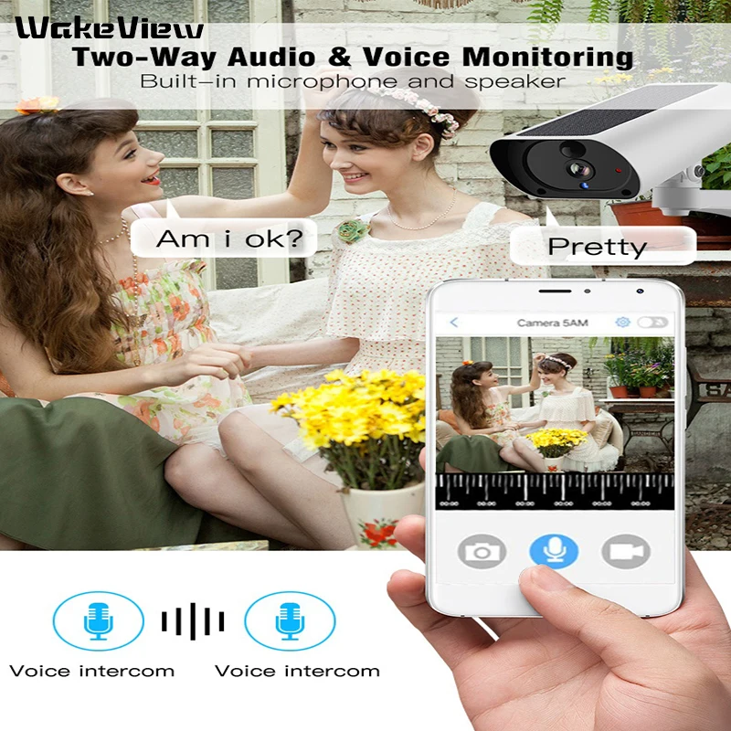 WakeView HD 1080P Wifi Batt ery Солнечная уличная камера видеонаблюдения домашняя камера безопасности wifi Водонепроницаемая PIR мобильное приложение
