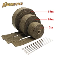 5cm5m10m15m motorcycle exhaust heat shield thermal exhaust tape fiberglass heat wrap pipe heat insulation with stainless ties