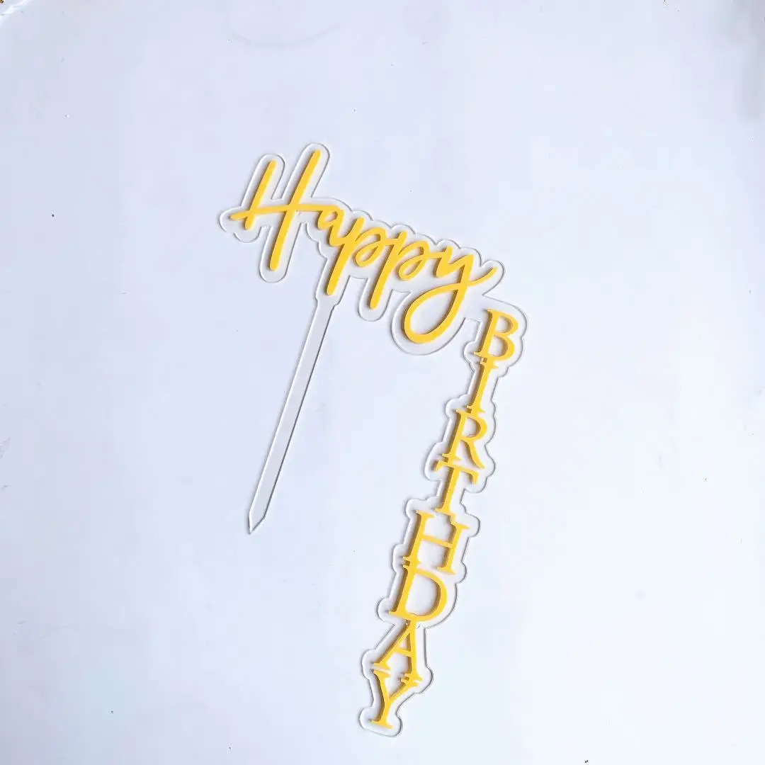 

Right Angel Popul arAcrylic Birthday Cake Insert Card happy birthday Cake Decoration Gold White Red Blue Colour