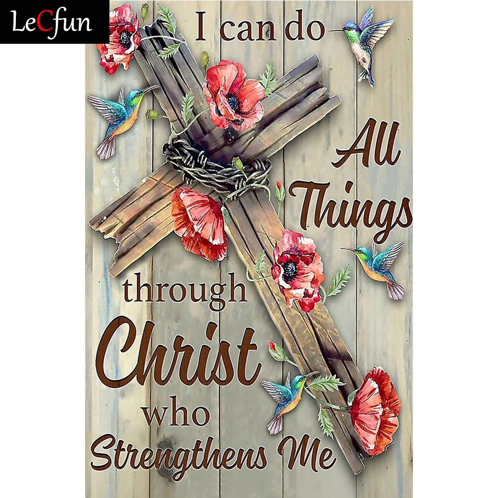 

LeCfun 5D бриллиантовые бусины с полным заполнением, я могу сделать все, через Христа, который укрепляет меня