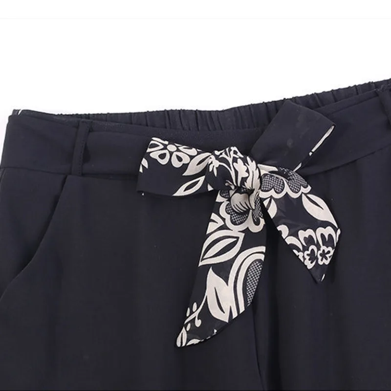 Женские винтажные шифоновые брюки повседневные широкие с высокой талией в