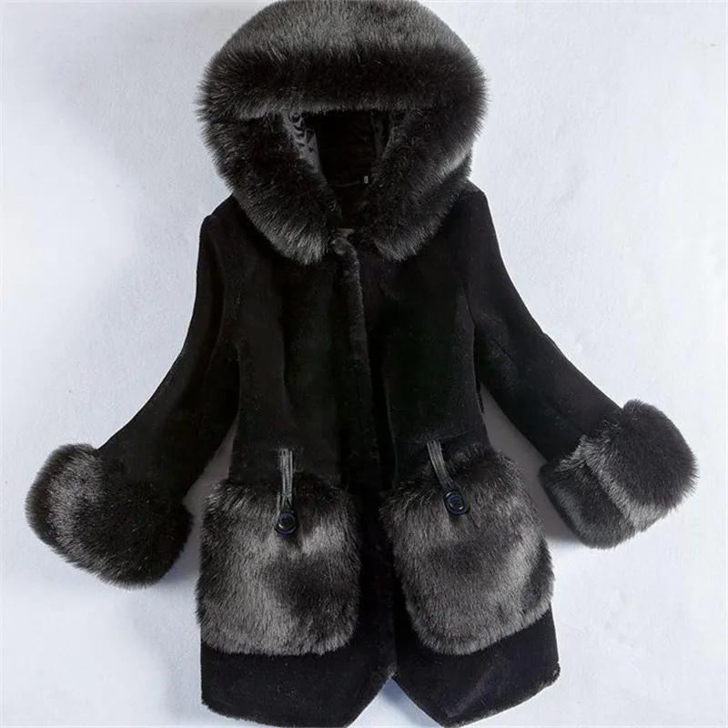 Женское зимнее пальто из искусственного меха с капюшоном|Куртки меха| |