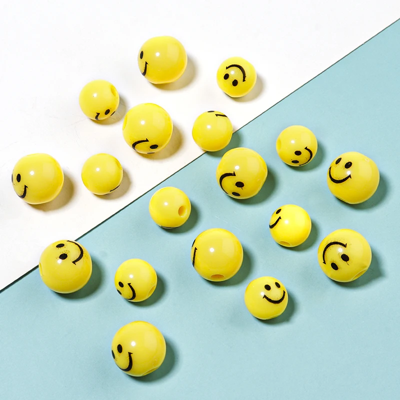 

Linsoir acrylic beads yellow smile face 50pcs/Lots 10mm jewelry Accessories for bracelet making wholesale items