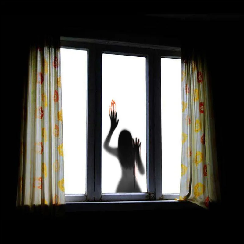 Хэллоуин окна ПВХ наклейки на стену Страшно Кровавый отпечаток и теневые