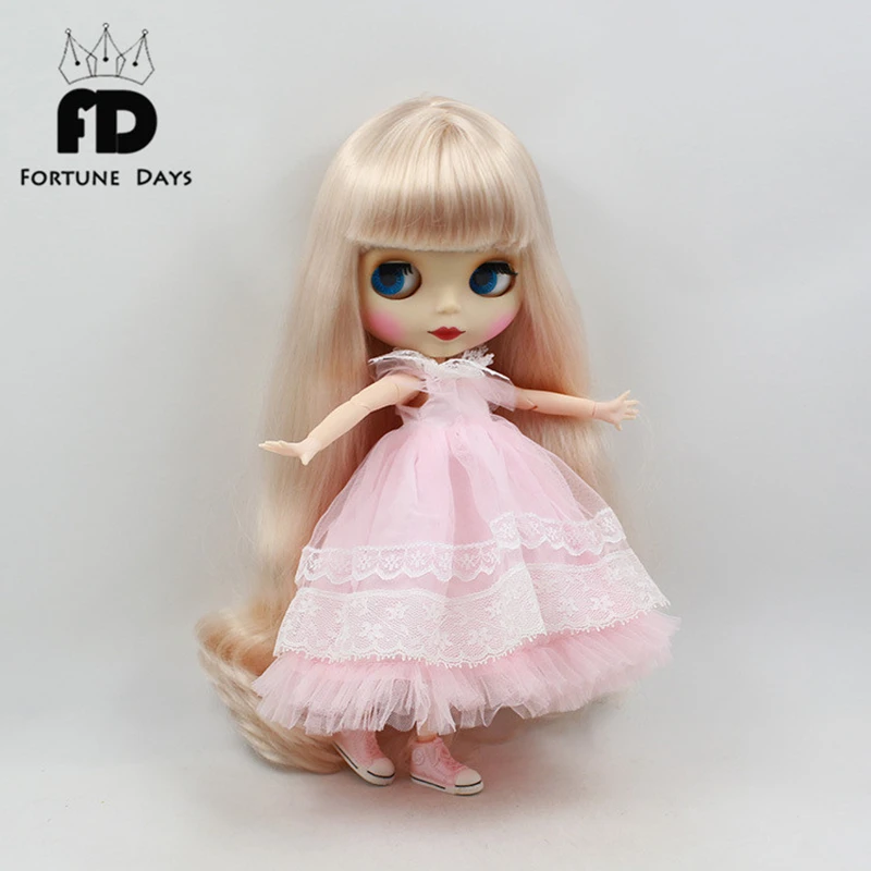 Blyth icy joint body toy одежда розовый свадебное платье кружева