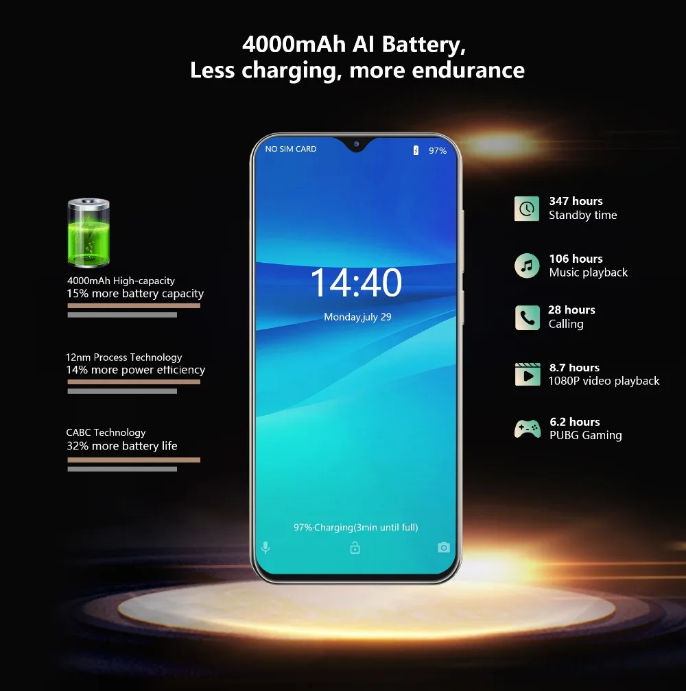 Смартфон Cubot X20 Pro 6," FHD+ с функцией капли воды, режим AI, тройная камера, Android 9,0, 6 ГБ+ 128 ГБ, четыре ядра, 4000 мА/ч, для распознавания лица