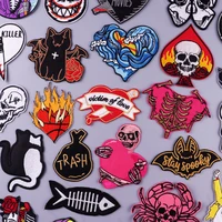 diy hippie skull embroidery patch iron on patches for clothes thermoadhesive patches for clothing animal stripes stickers