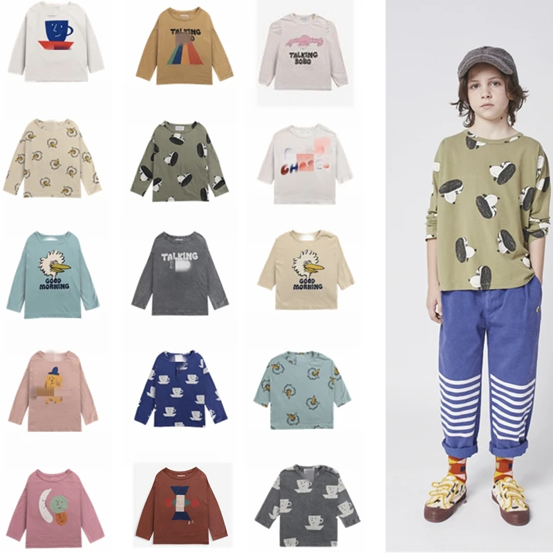 Детские футболки Bobo новинка 2021 осенне-зимние для маленьких мальчиков и девочек