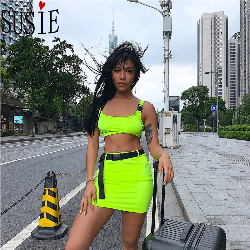 Женский спортивный костюм из 2 предметов облегающее мини-платье с поясом