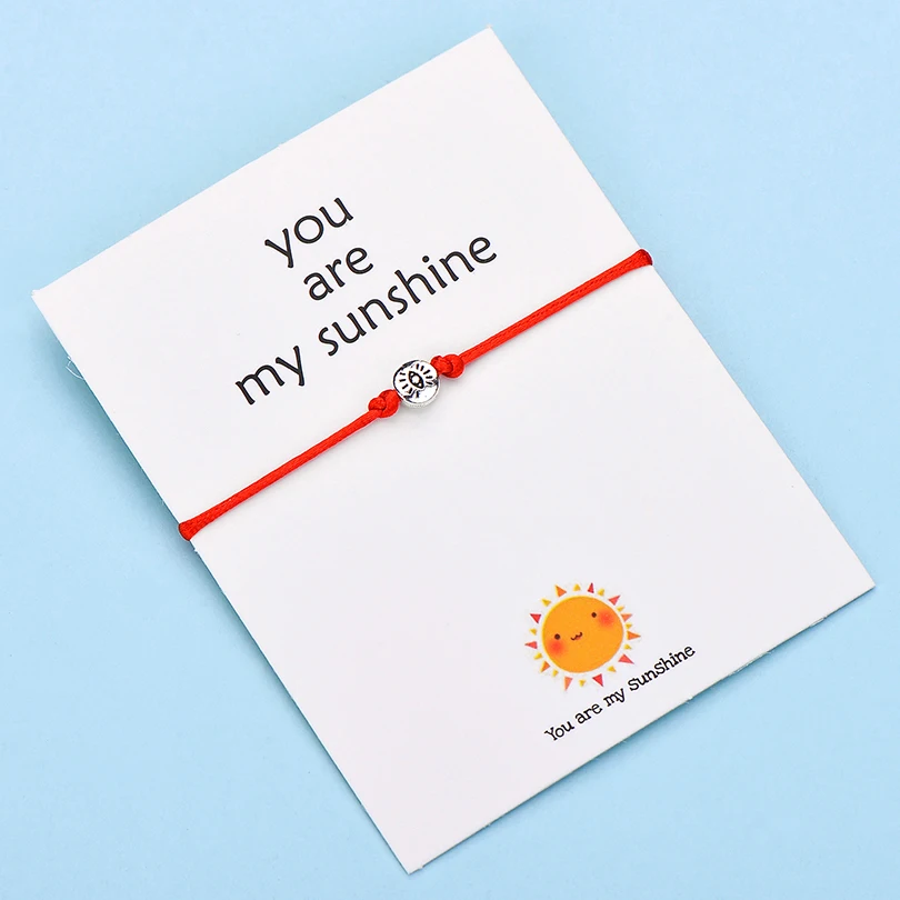 color 7 IYOE Wish Card You Are My Sunshine браслеты с глазами для женщин и мужчин, подарок на день рождения, винтажный браслет ручной работы с красной нитью - Окраска металла: color 7