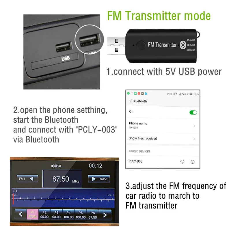 FM-трансмиттер автомобильный с USB-портом и поддержкой Bluetooth 3 5 мм | Автомобили