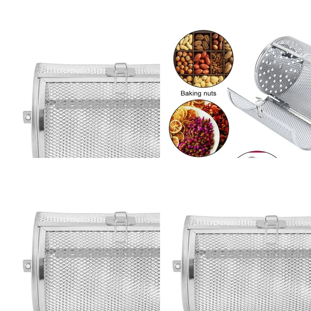 

3Pieces Alloy Rotisserie Grill Roaster Drum Oven Basket for Peanut Coffee