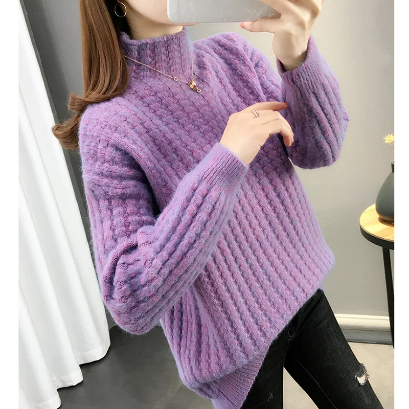 

New Casual Thick Autumn Winter turtleneck Sweater Pullover Women Warm loose Knitted Sweaters Female Long Sleeve Knit Jumper R579